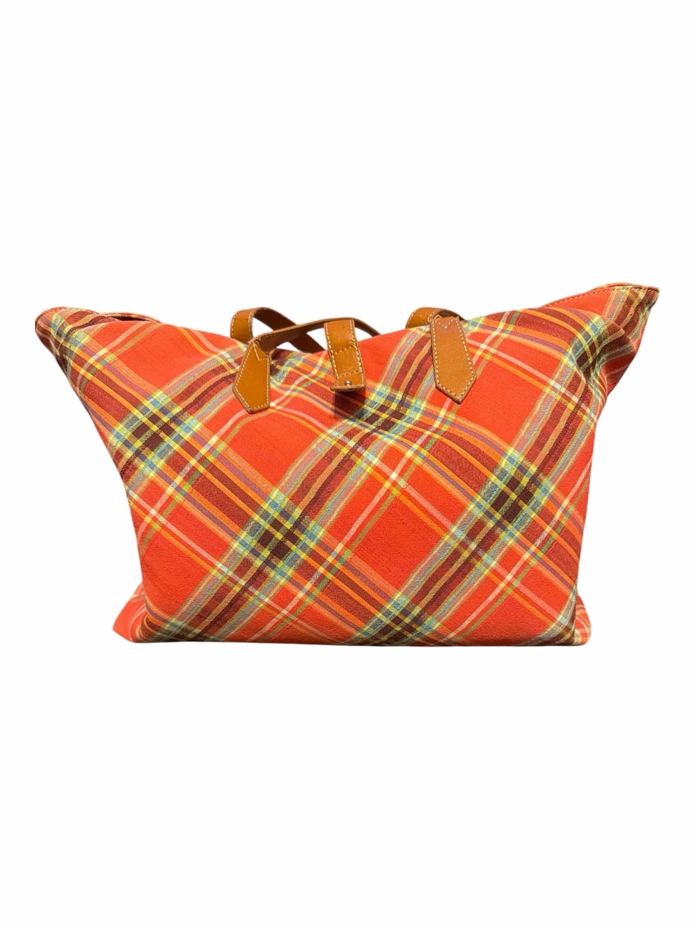 Vivienne Westwood Vintage Orange Tartan Canvas Accord Tote Bag - Made in Italy - Picture 3 of 10